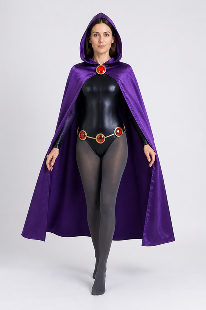 Raven Costume with Purple Cape and Jumpsuit Costume Capes detail 2