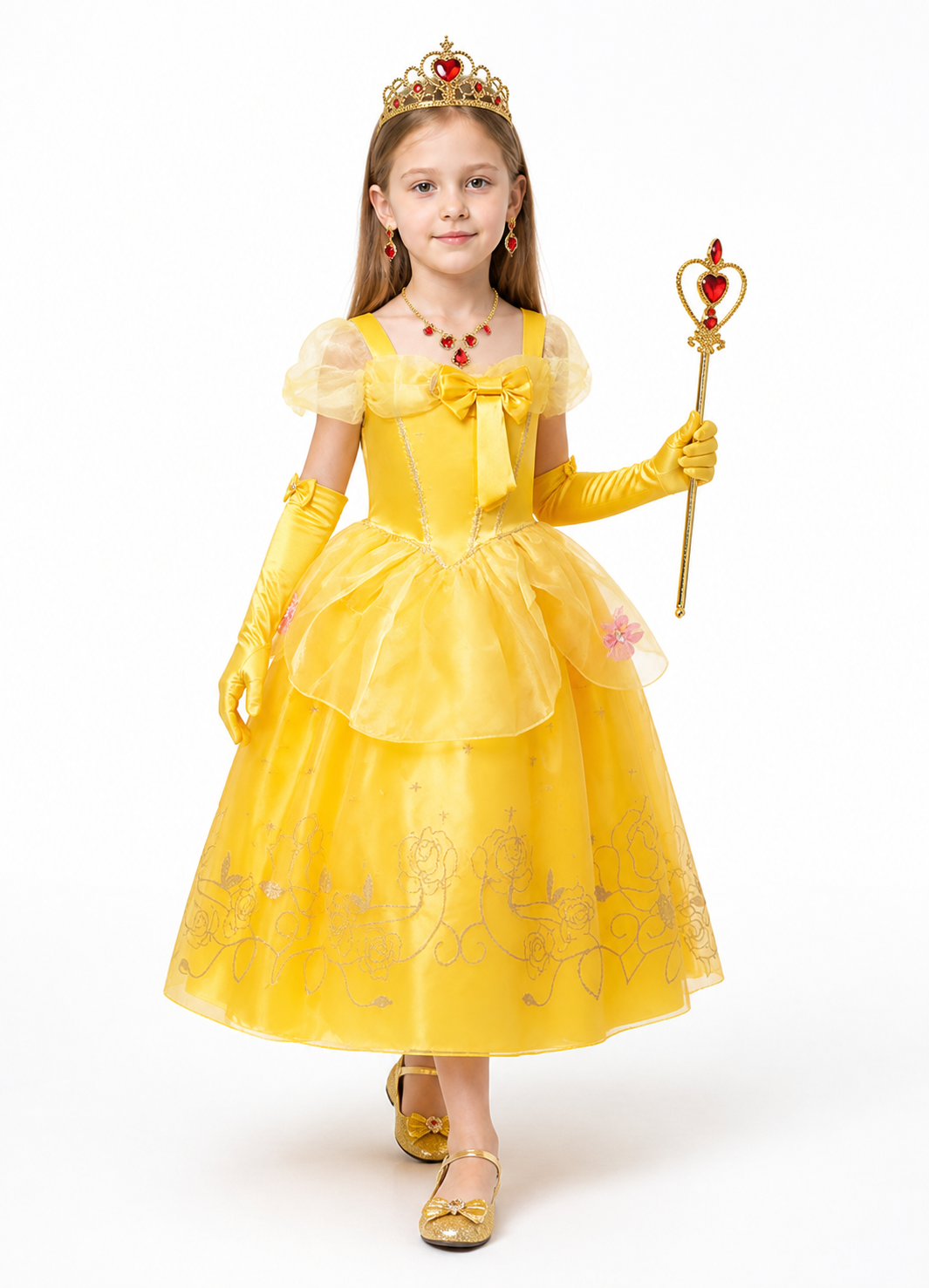 Yellow Carnival Costume with Crown and Accessories Costume Headwear detail 2