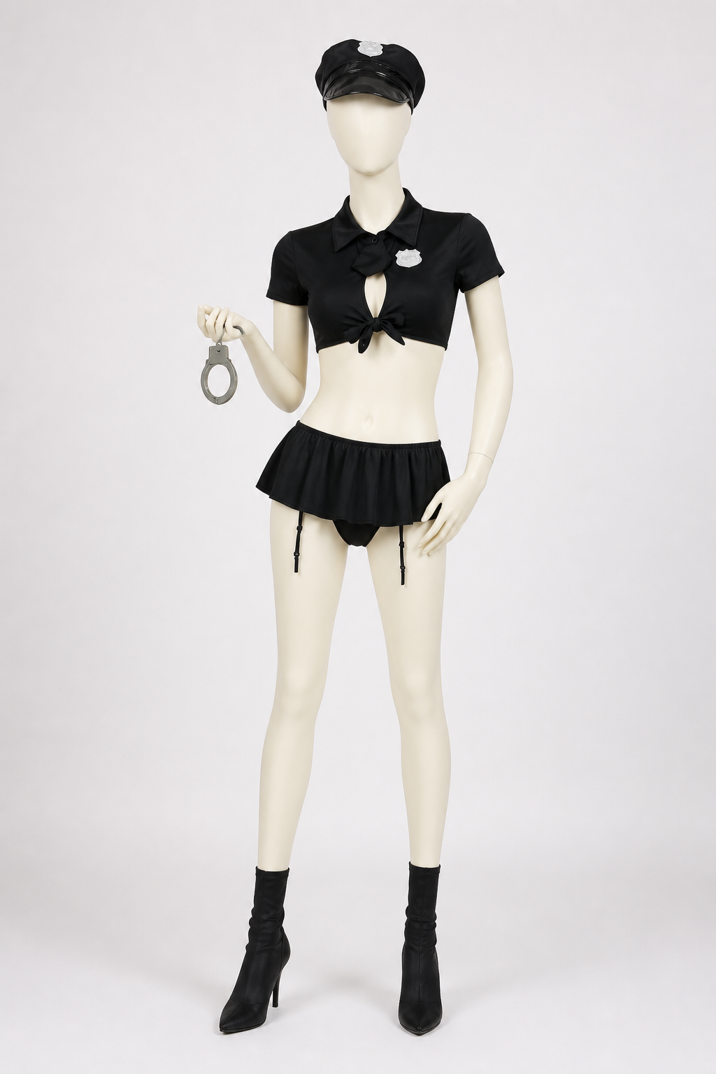 Police Costume: Cropped Shirt and Skirt Costumes detail