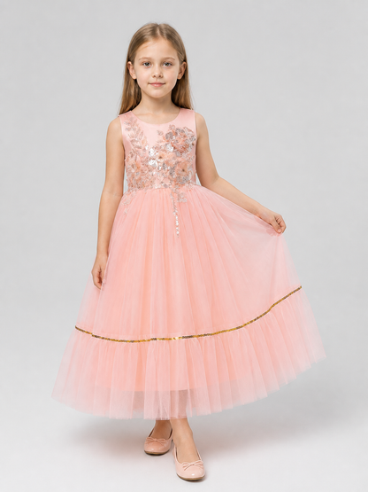 Girls' Full Dress with Embroidery and Sequins Costume Dresses detail 2
