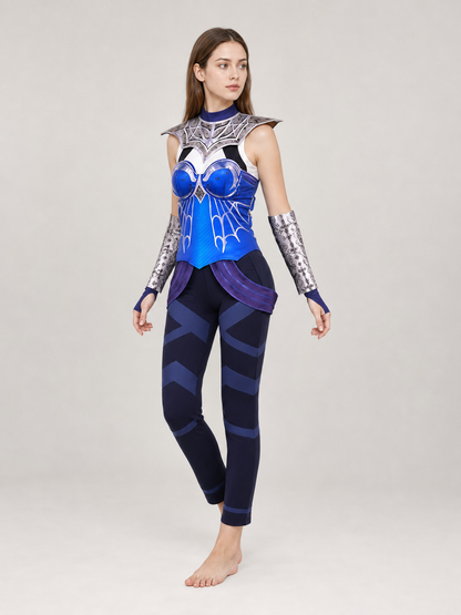 Kitana Cosplay Costume: Blue Armor with Mask