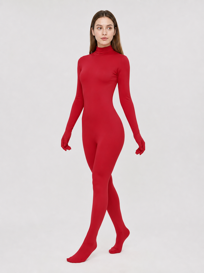 Burgundy Morph Suit Costume with Hood