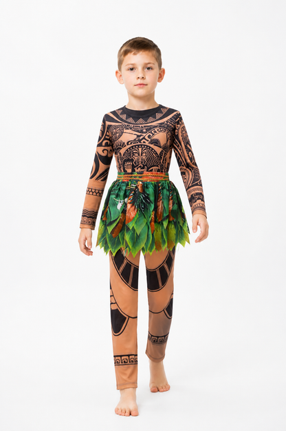 Maui Costume with Tattoo Design and Leaf Skirt Costumes detail 2