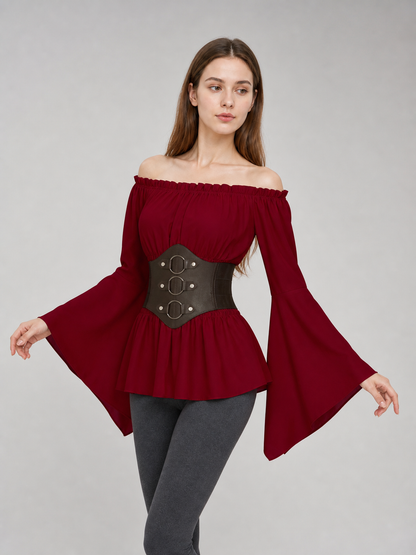 Costume Dress with Belt and Flared Sleeves