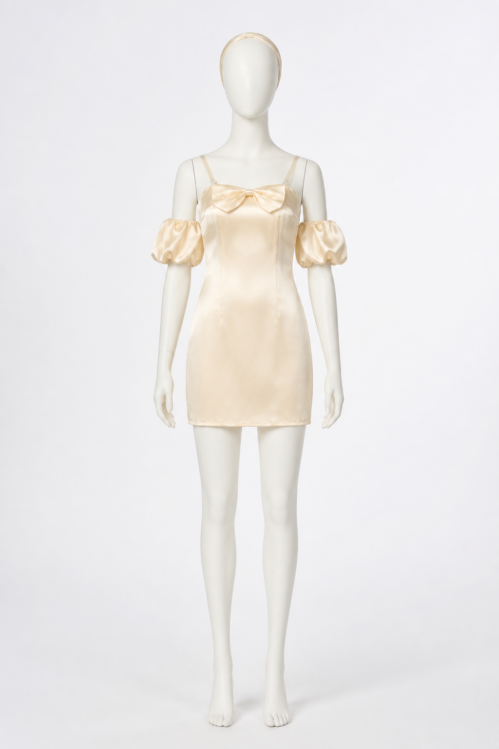 Short Dress with Bow and Puff Sleeves Costume Dresses detail 2