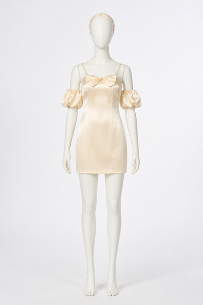 Short Dress with Bow and Puff Sleeves Costume Dresses detail 2