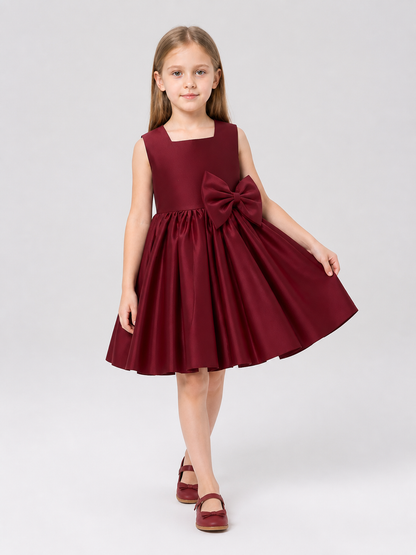Burgundy Princess Dress for Girls with Bow Costume Dresses detail 2