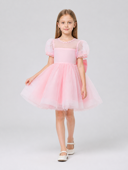 Pink Lace Princess Dress with Full Skirt Costume Dresses detail 2