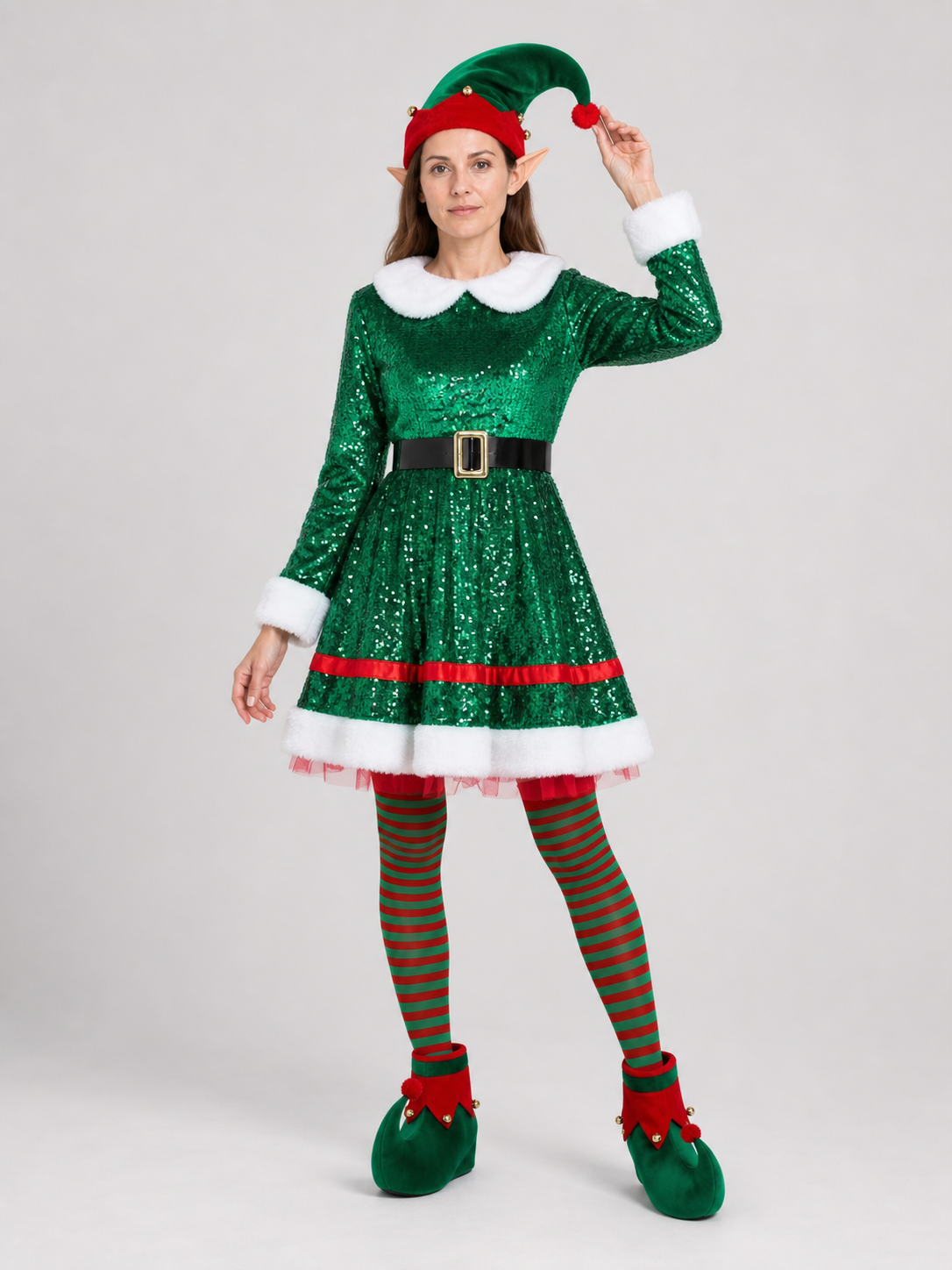 Sequin Elf Costume Dress with Hat and Accessories Costume Dresses detail 2
