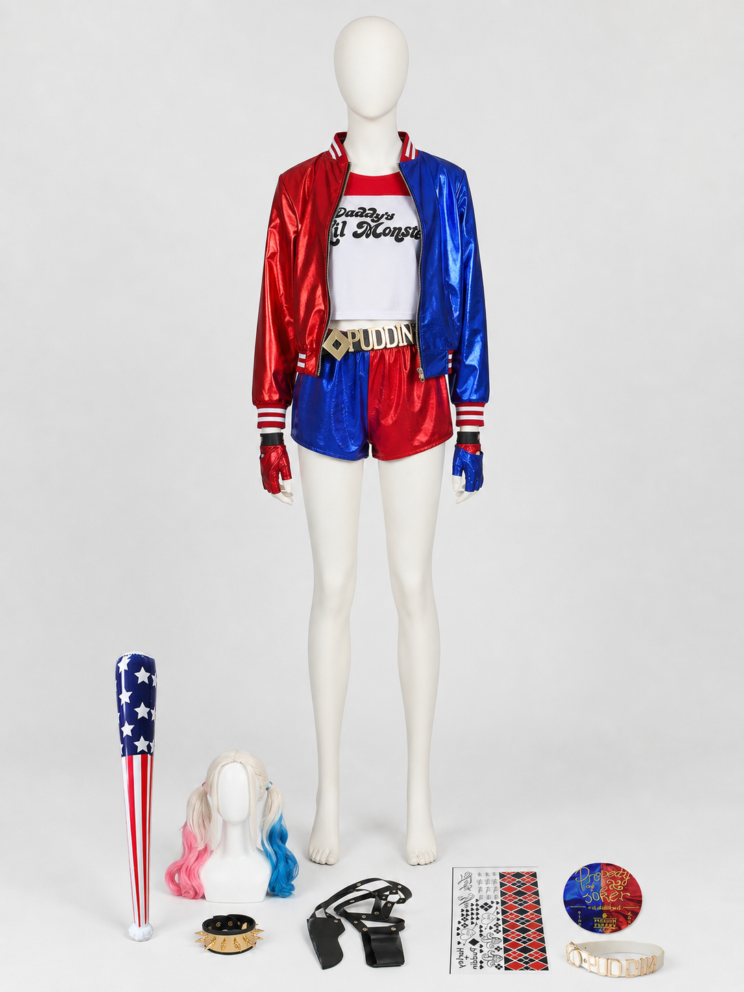 Harley Quinn Cosplay Costume, Wig, and Accessories Costume Wigs detail 2
