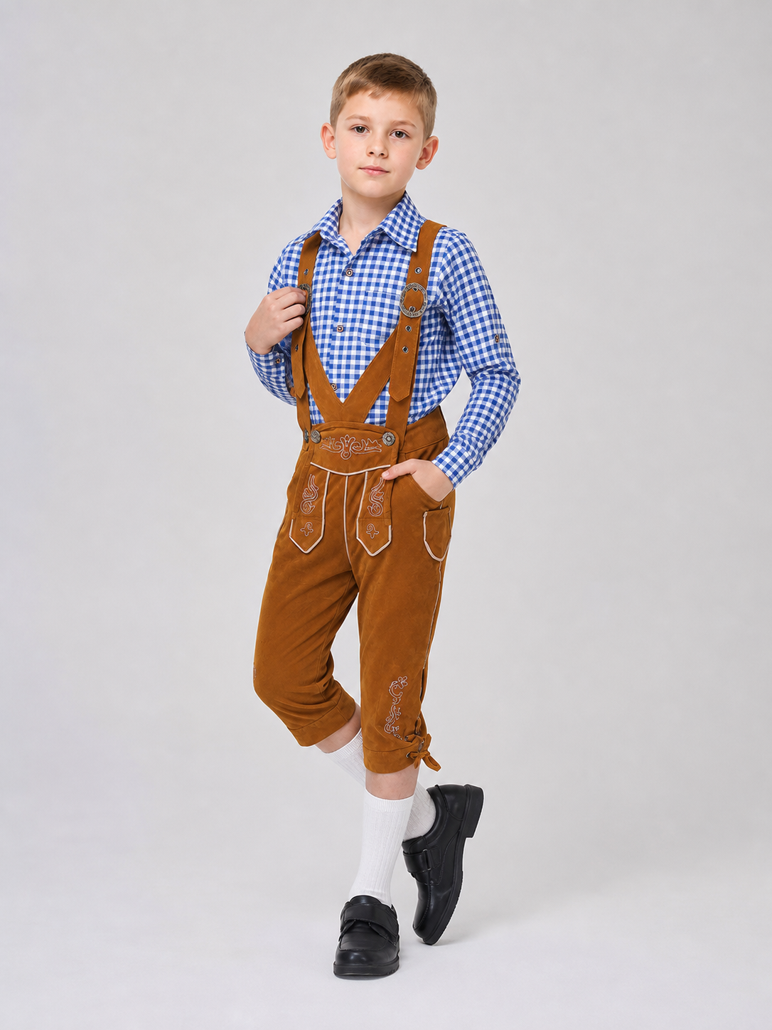 Costume Set with Suspenders, Shirt, and Pants
