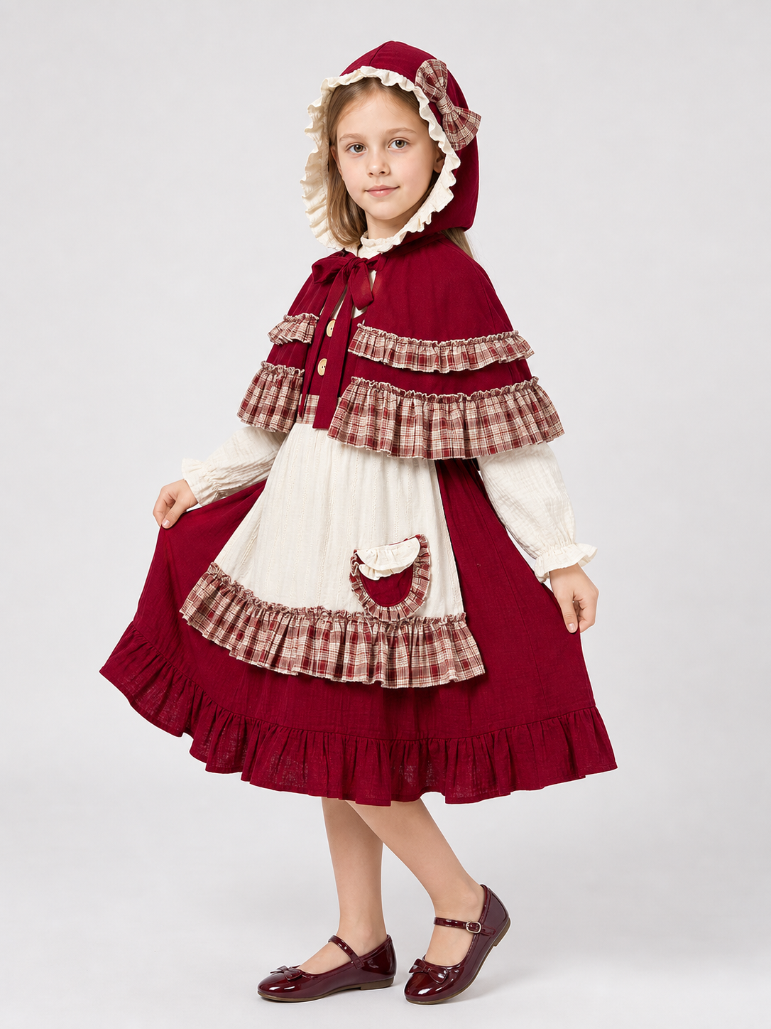 Little Red Riding Hood costume dress with hood