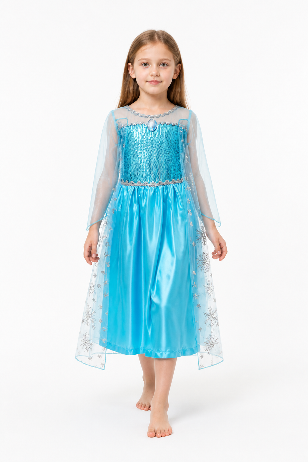 Elsa Dress for Girls with Sequins and Snowflakes Costume Dresses detail 2