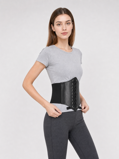 Black Lace-Up Corset Belt for Styling Outfits