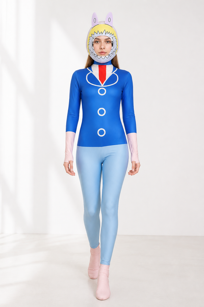 Blue Halloween Jumpsuit with Mask and Ears