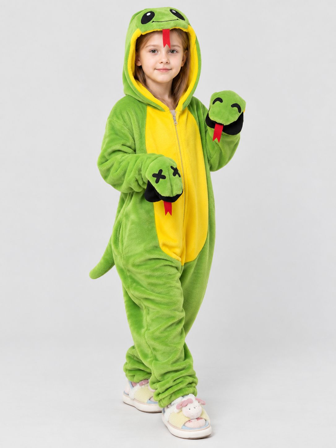 Green Flannel Hooded Pajama Jumpsuit