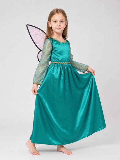 Green fairy-elf costume with wings and headband