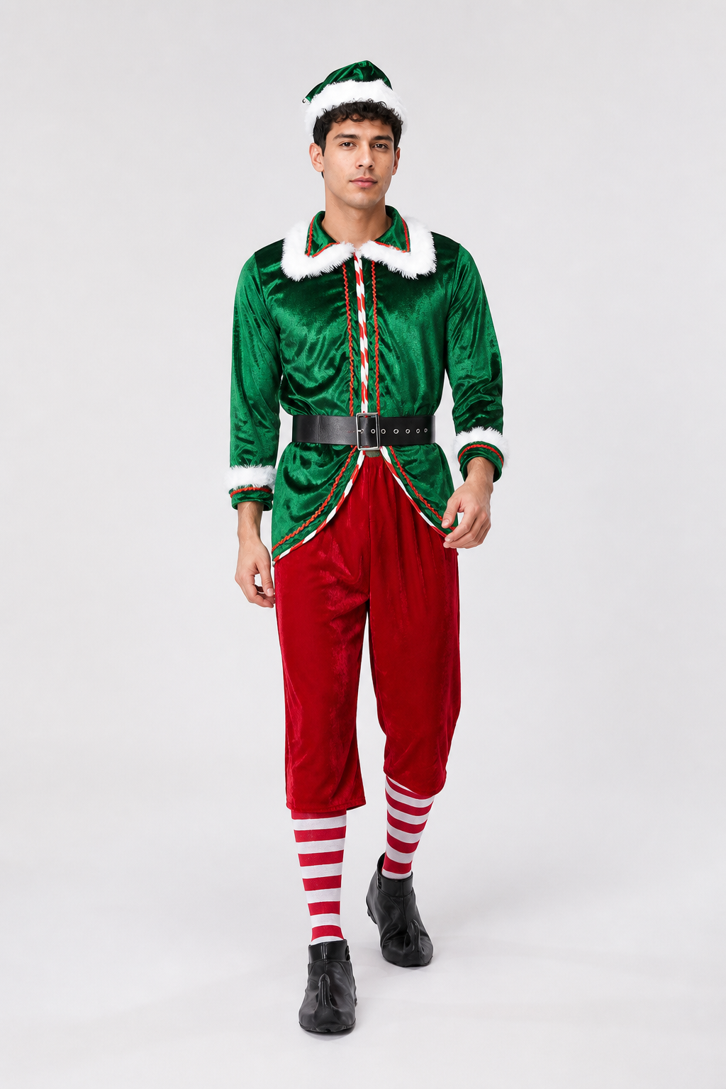 Christmas Elf Costume with White Fur Trim Costumes detail 2