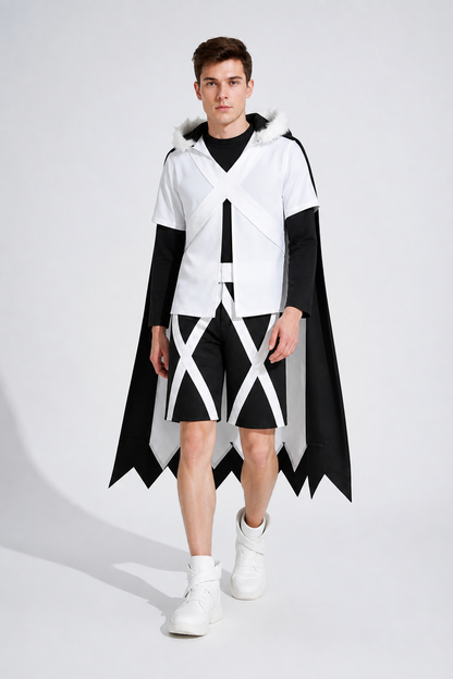 Cross Cosplay Costume with T-Shirt, Cape, and Shorts Costume Capes detail