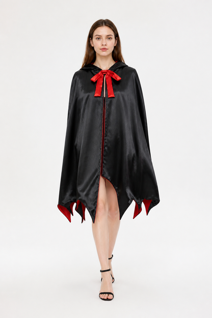Hooded Vampire Cape, Red and Black Costume Capes detail 2