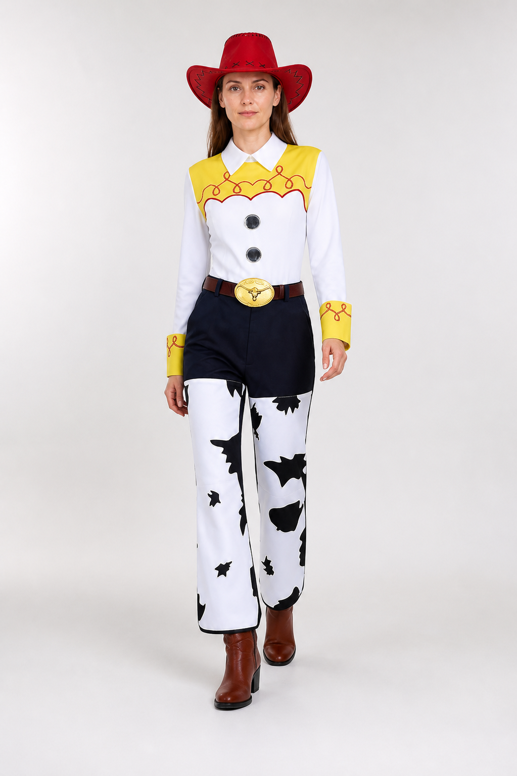 Jessie Costume with Cowboy Hat and Cow Print Costume Headwear detail 2