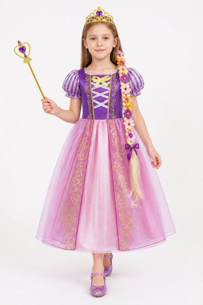 Rapunzel Princess Costume with Wig and Crown Costume Wigs detail 2