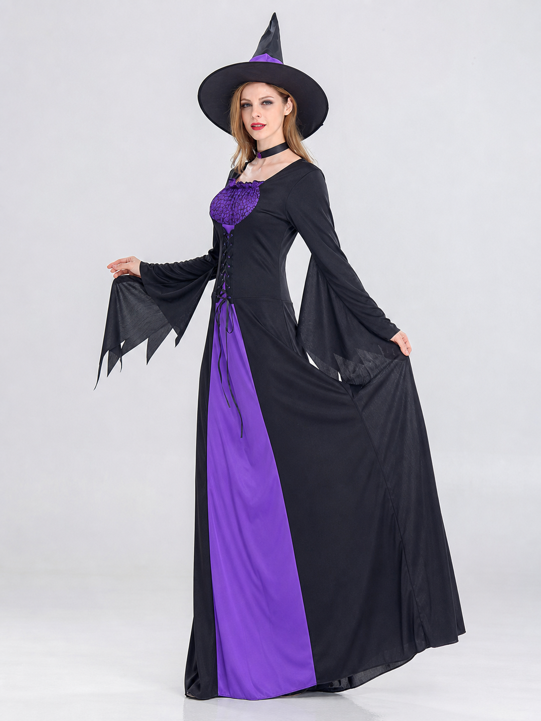 Witch Costume: Purple Dress, Hat, and Accessories