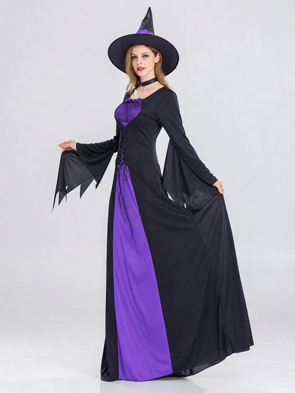 Witch Costume: Purple Dress, Hat, and Accessories