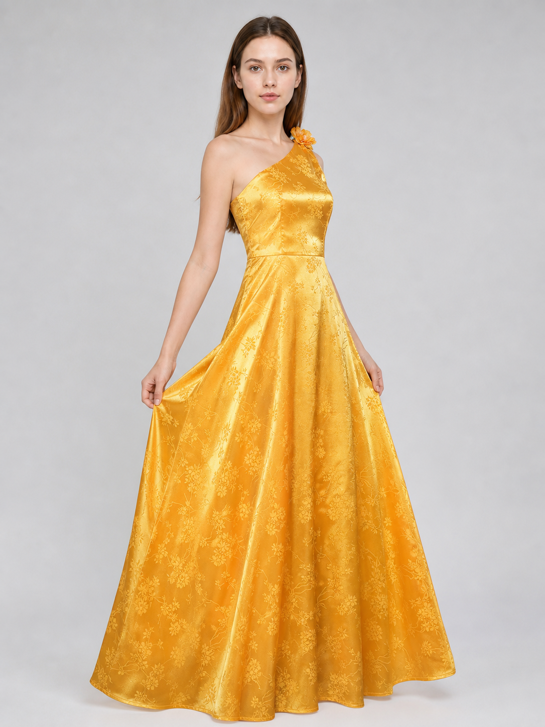 Yellow cosplay dress with floral accents