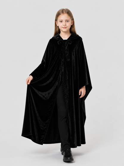Black Hooded Halloween Cloak, Long and Loose-Fitting Costume Capes detail