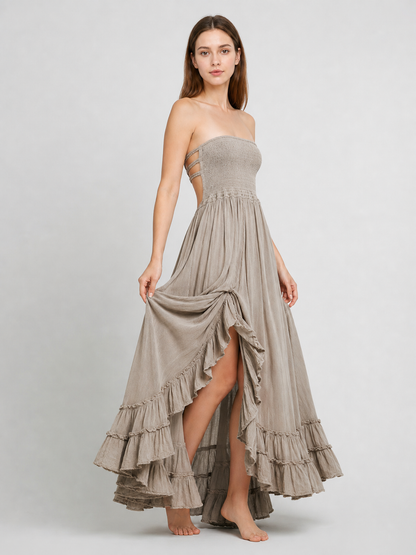 Strapless Boho-Style Maxi Dress