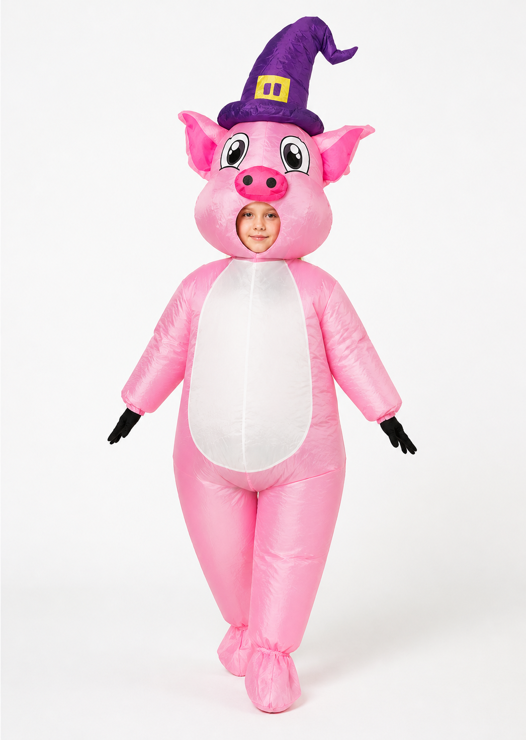 Inflatable Pig Costume with Witch Hat on-model alternate view
