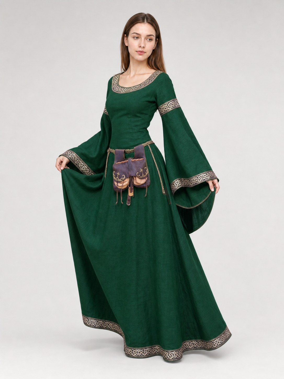 Medieval-Style Dress with Wide Sleeves
