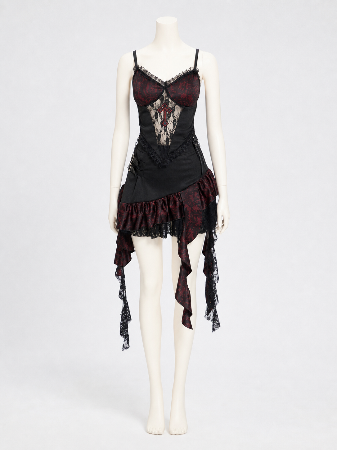 Gothic cosplay dress with lace and ruffles