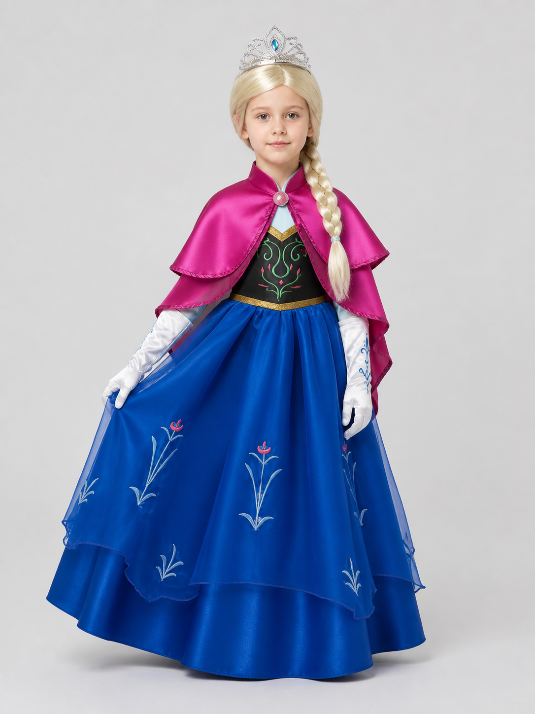 Elsa Princess Costume for Girls with Cape and Crown Costume Capes detail 2