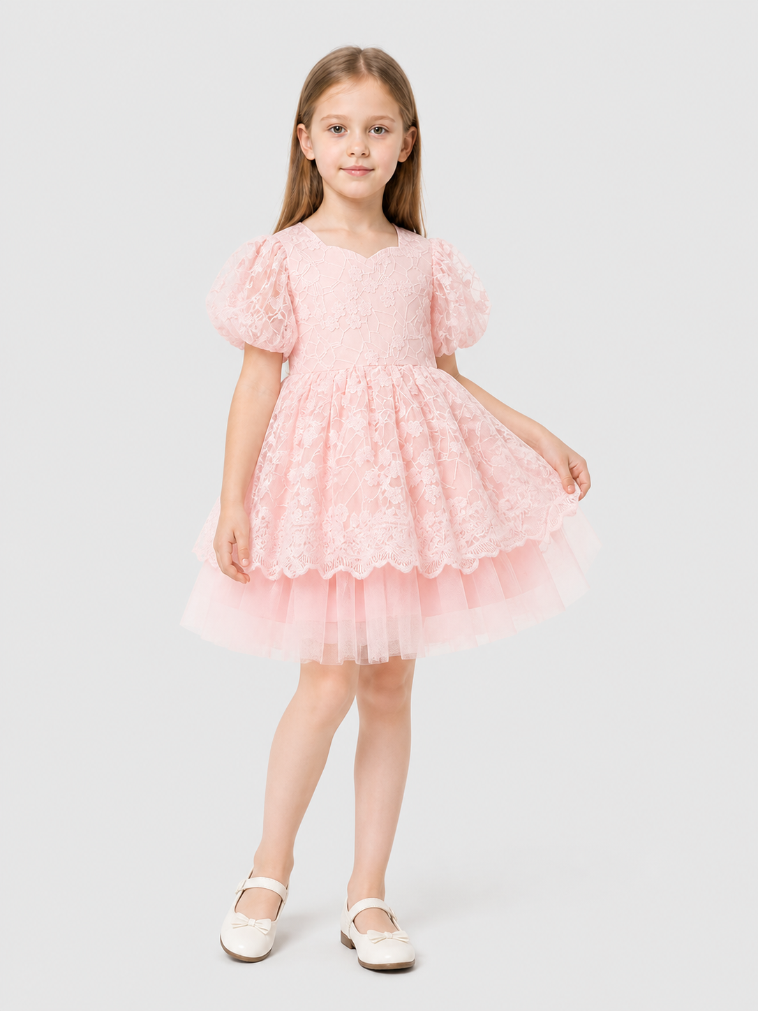 Girls' Princess Dress with Lace and Full Skirt Costume Dresses detail 2