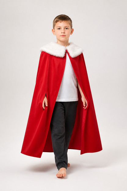 Long Cosplay Cape with White Fur Trim Costume Capes detail 2