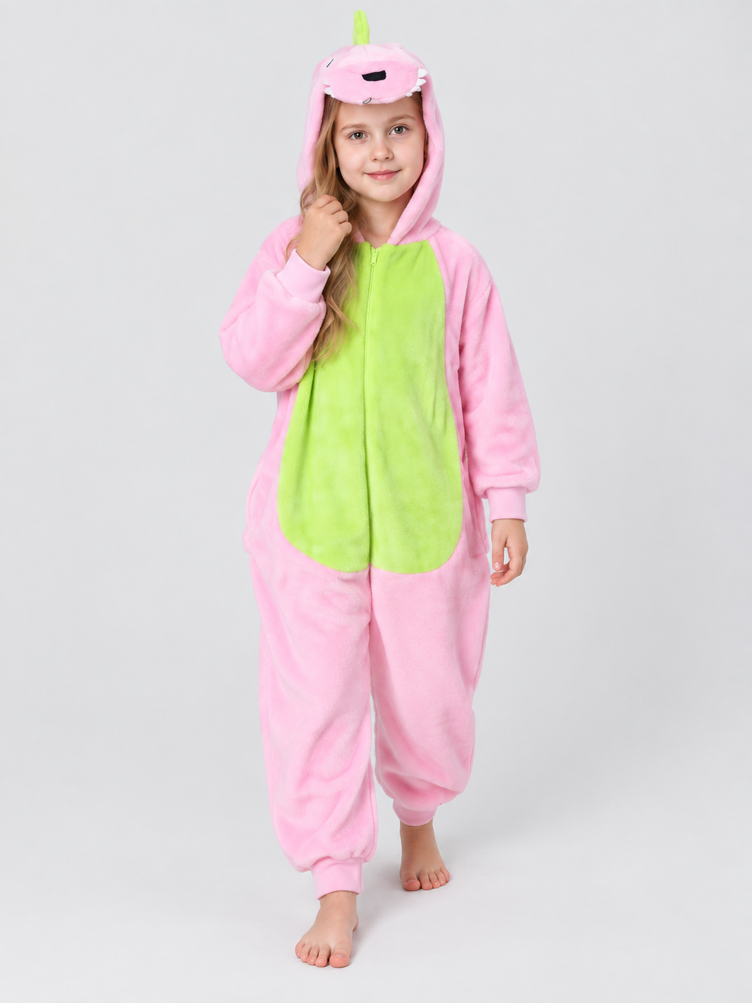 Pink Kigurumi Pajama with Animal Face Hood