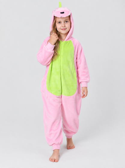 Pink Kigurumi Pajama with Animal Face Hood
