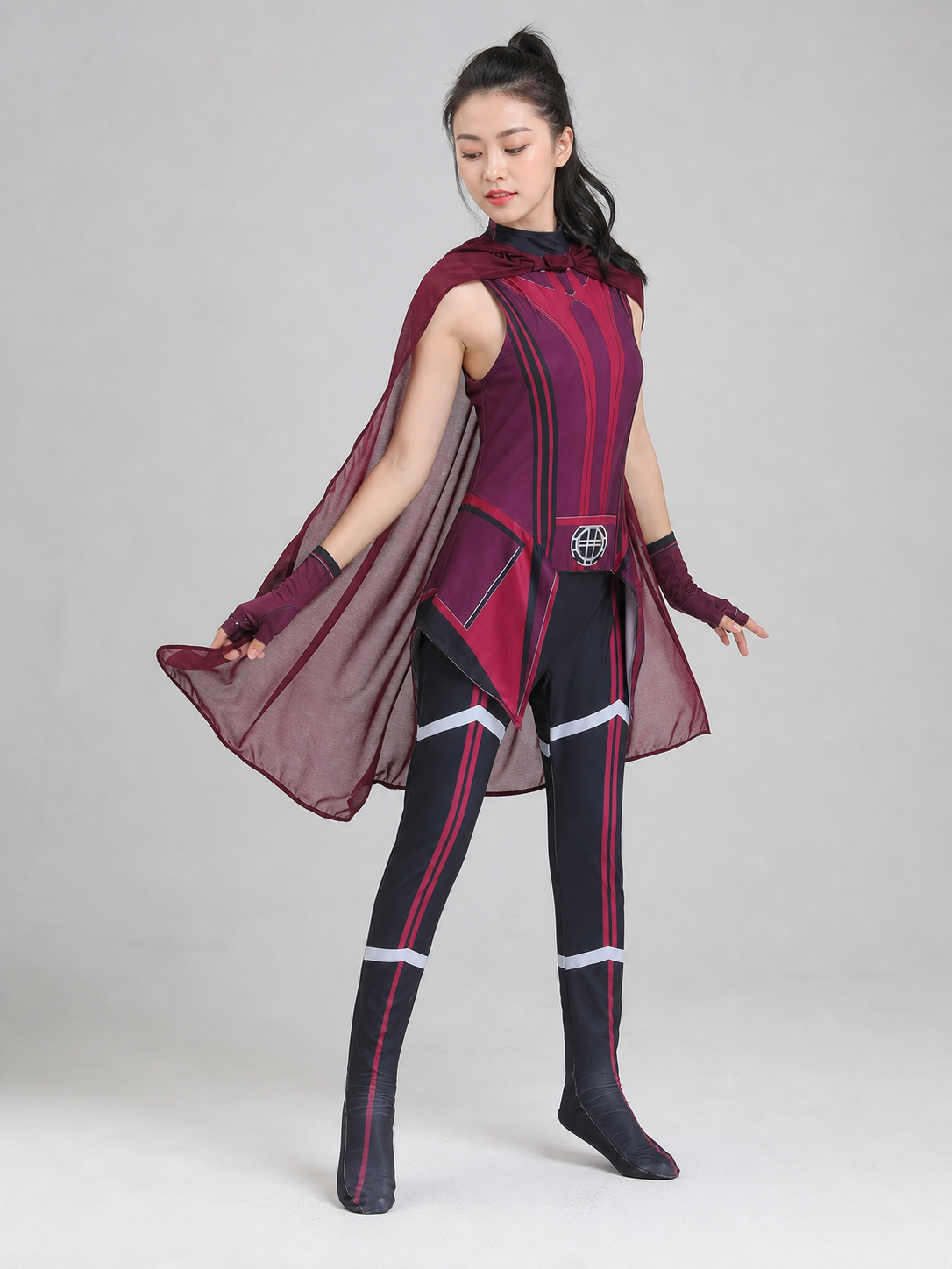 Scarlet Witch Cosplay Costume with Cape and Gloves