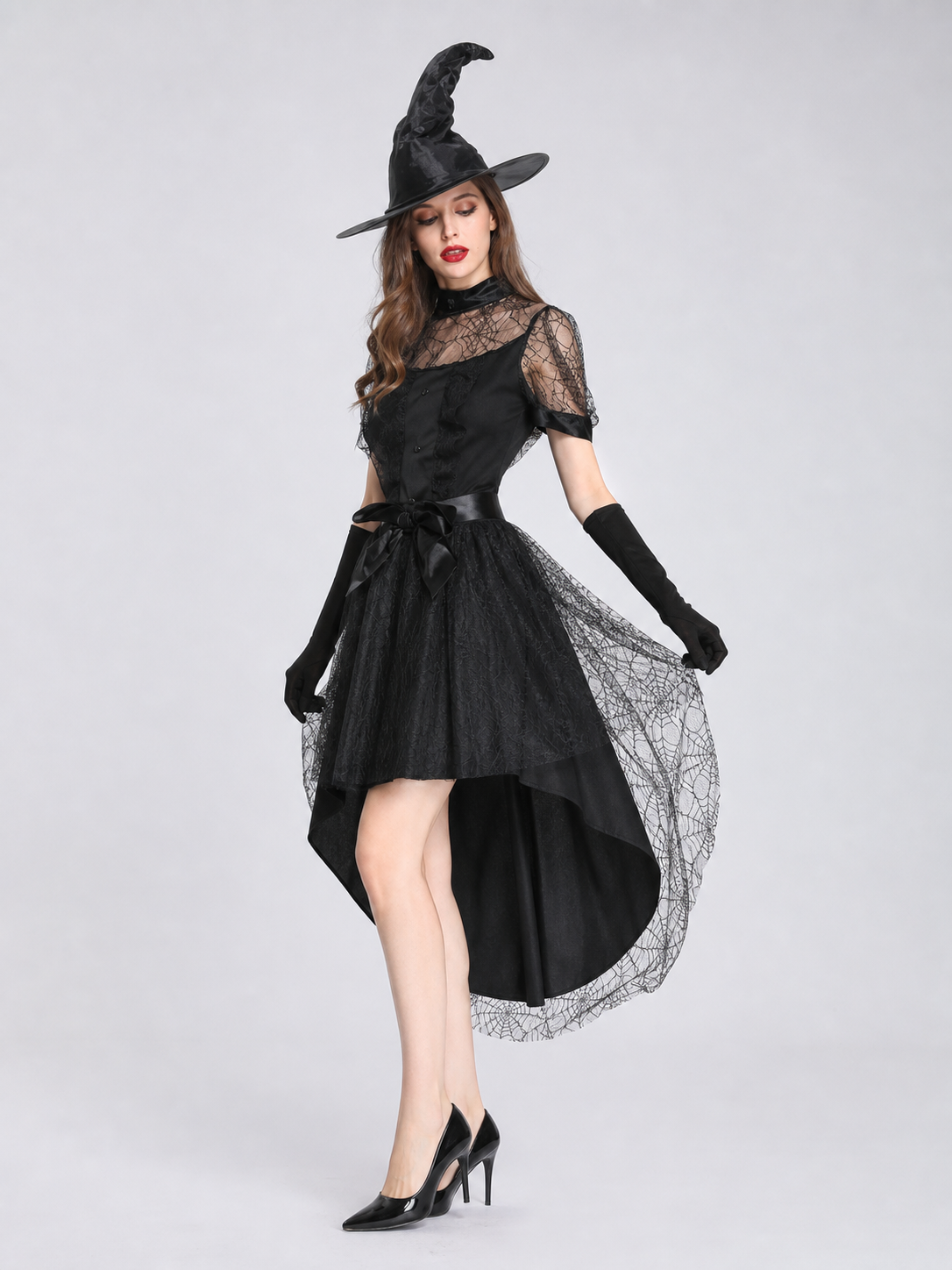 Witch-style carnival costume with accessories
