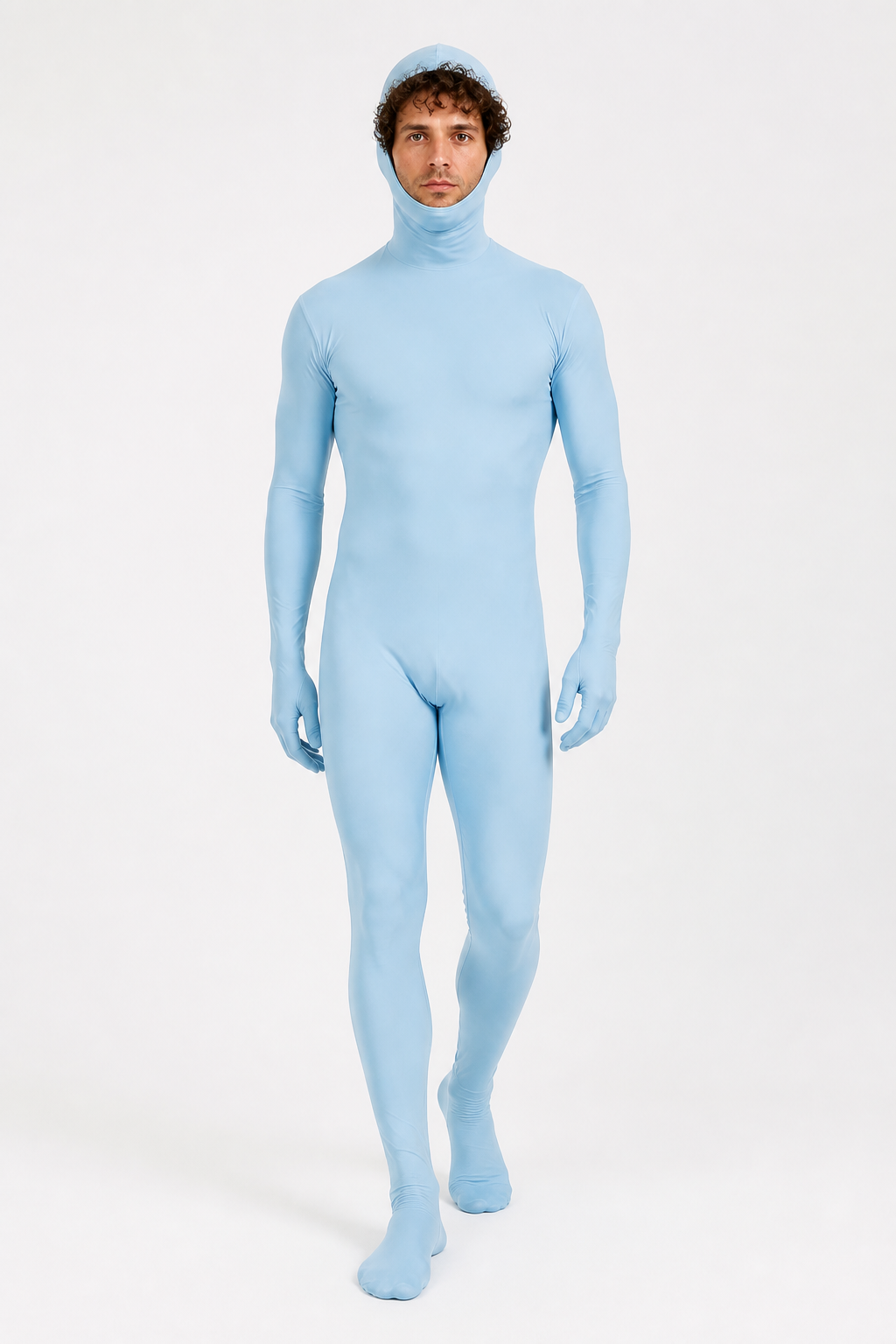 Light Blue Zentai Bodysuit with Hood product detail 3