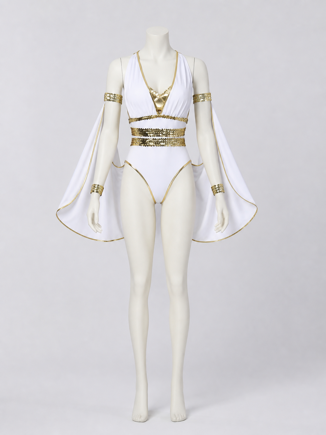 Stage costume jumpsuit, white and gold, 3 pieces Costumes detail 2