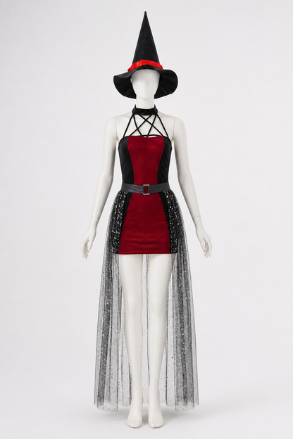 Witch Costume with Glittery Skirt and Hat Costume Headwear detail 2