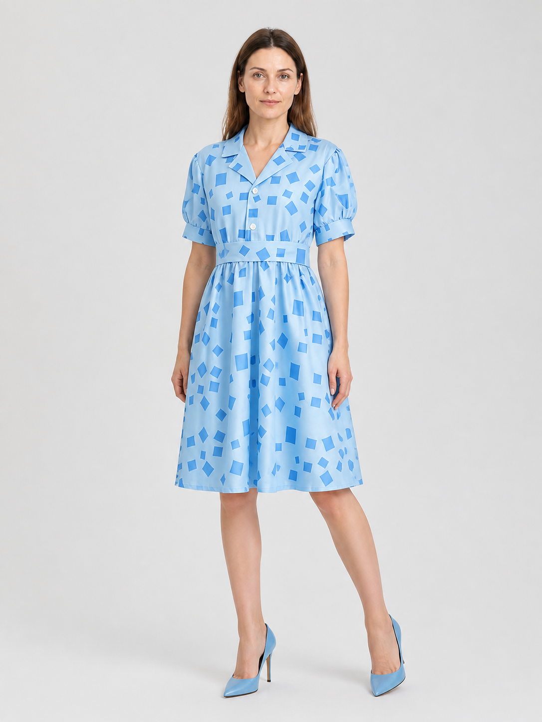 Matilda Cosplay Dress, Blue, with Collar Costume Dresses detail 2