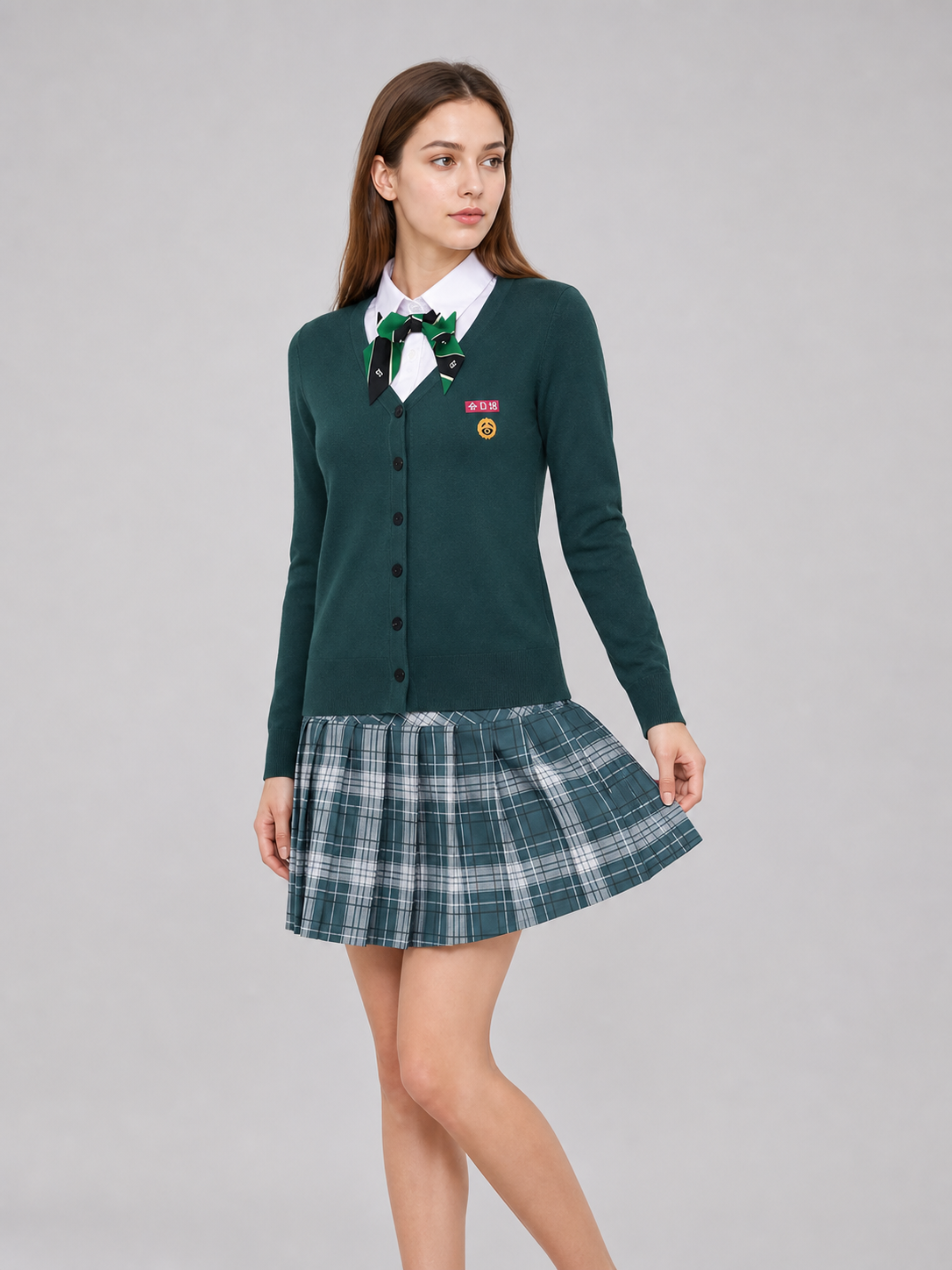 School Uniform Cosplay Costume: Cardigan, Shirt, and Skirt