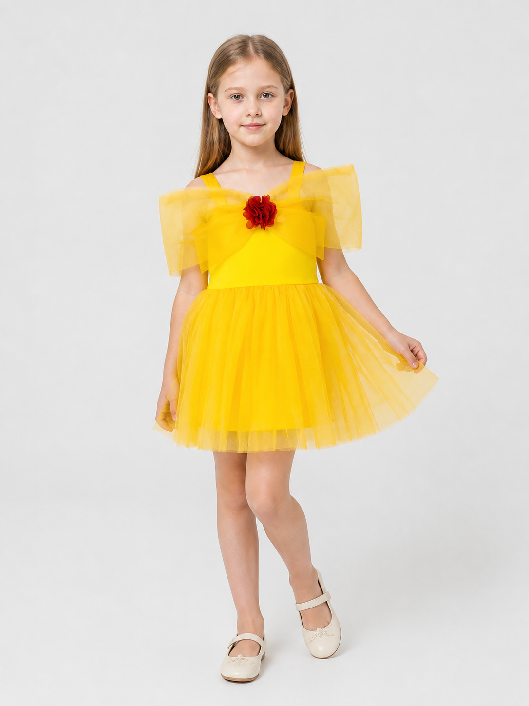 Children's tutu dress, square neckline, flower Costume Dresses detail 2