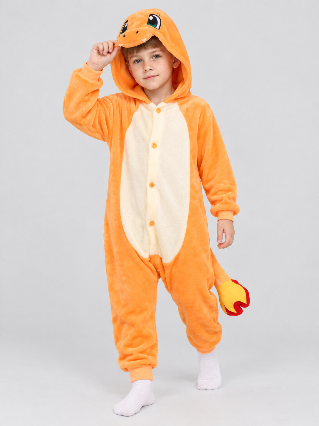 Kids Hooded Pajama Jumpsuit with Animal Face