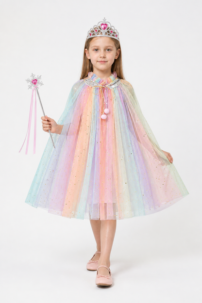 Children's Cape with Crown and Magic Wand
