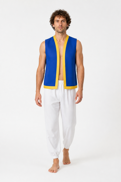 Blue-and-yellow mushroom costume with white pants for Halloween Costumes detail 2